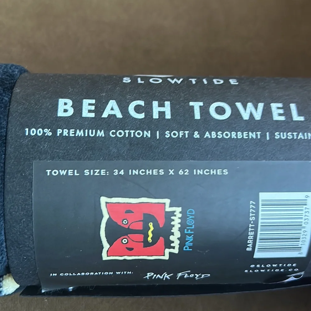 Slow tide Pink Floyd Beach towel New Premium Cotton 34”x62”